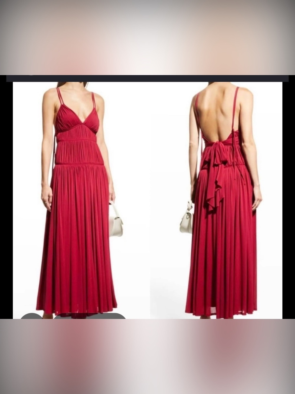Rebecca Taylor Crimson Red Backless Pleated Maxi Dress